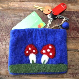 Natural Felt Zipper Pouches - Mystic Mushrooms