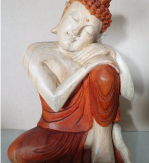 Hand Carved Buddha Statue - 30cm Thinking