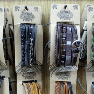 Mens Bracelet Sets - Green & Natural (asst)