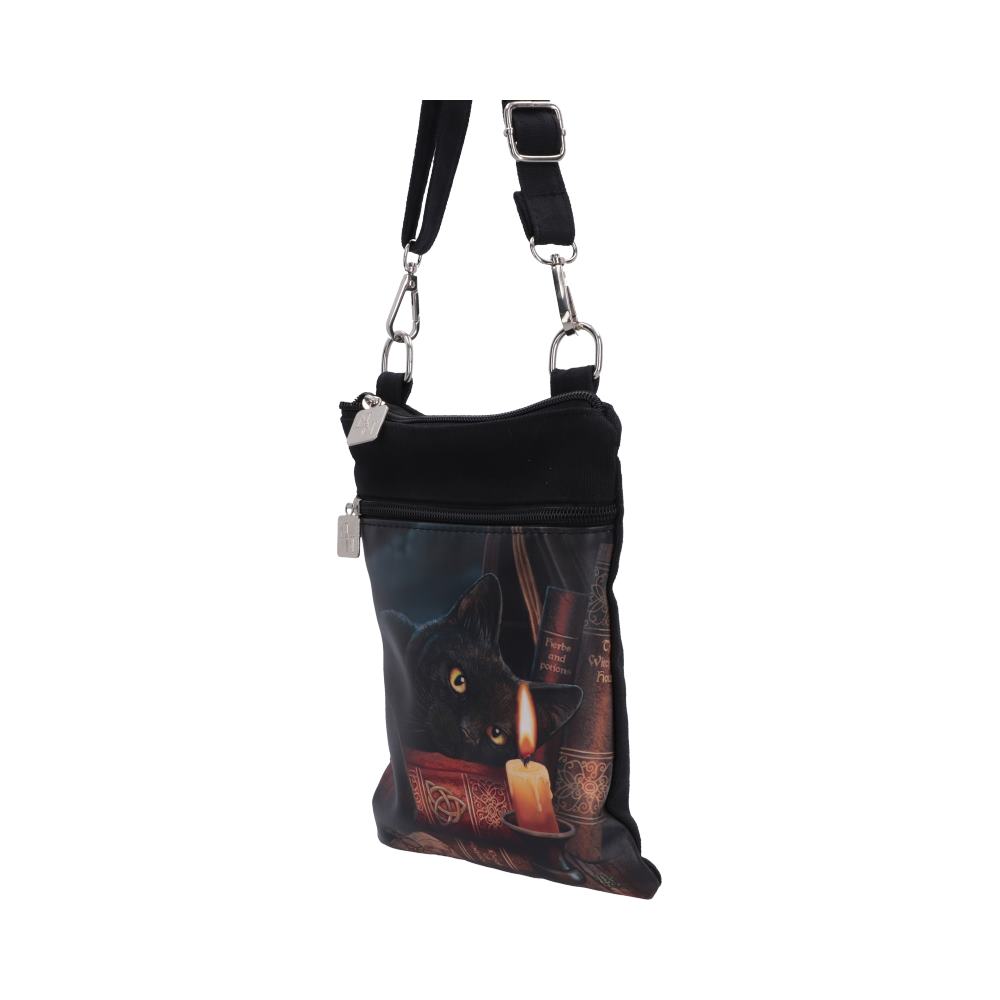 Small The Witching Hour Fantasy Witch Cat Shoulder Bag by Lisa Parker 23cm