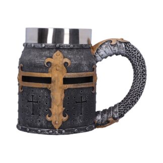Crusader Medieval Knight Chainmail Tankard Historical Helmet Mug 17cm