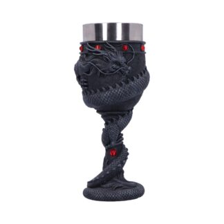 Black Chinese Dragon Coil Goblet Wine Glass 20cm