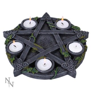 Wiccan Pentagram Tea Light Holder Gothic Witch Candle Holder 25.5cm