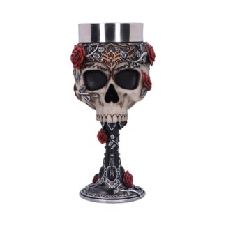 Gothic Roses Goblet Skull Horror Roses Wine Glass 18cm