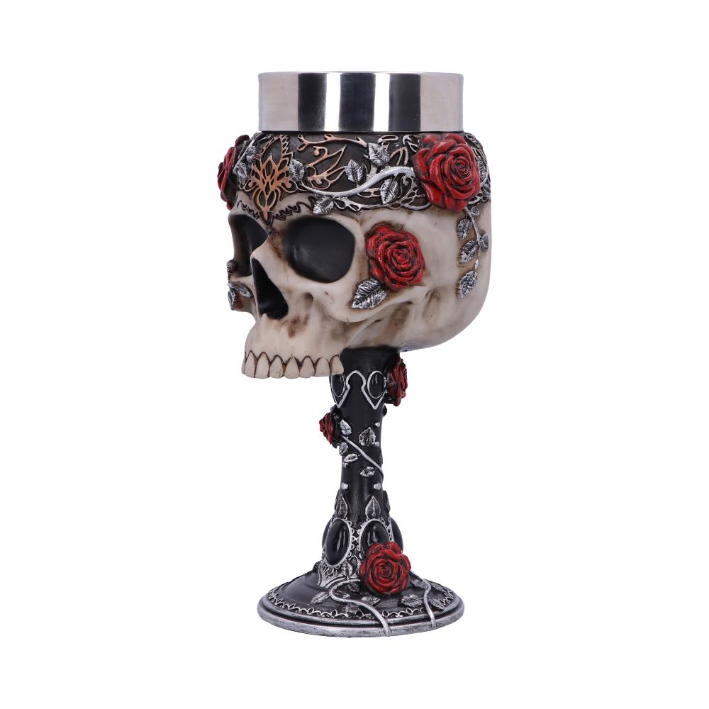 Gothic Roses Goblet Skull Horror Roses Wine Glass 18cm