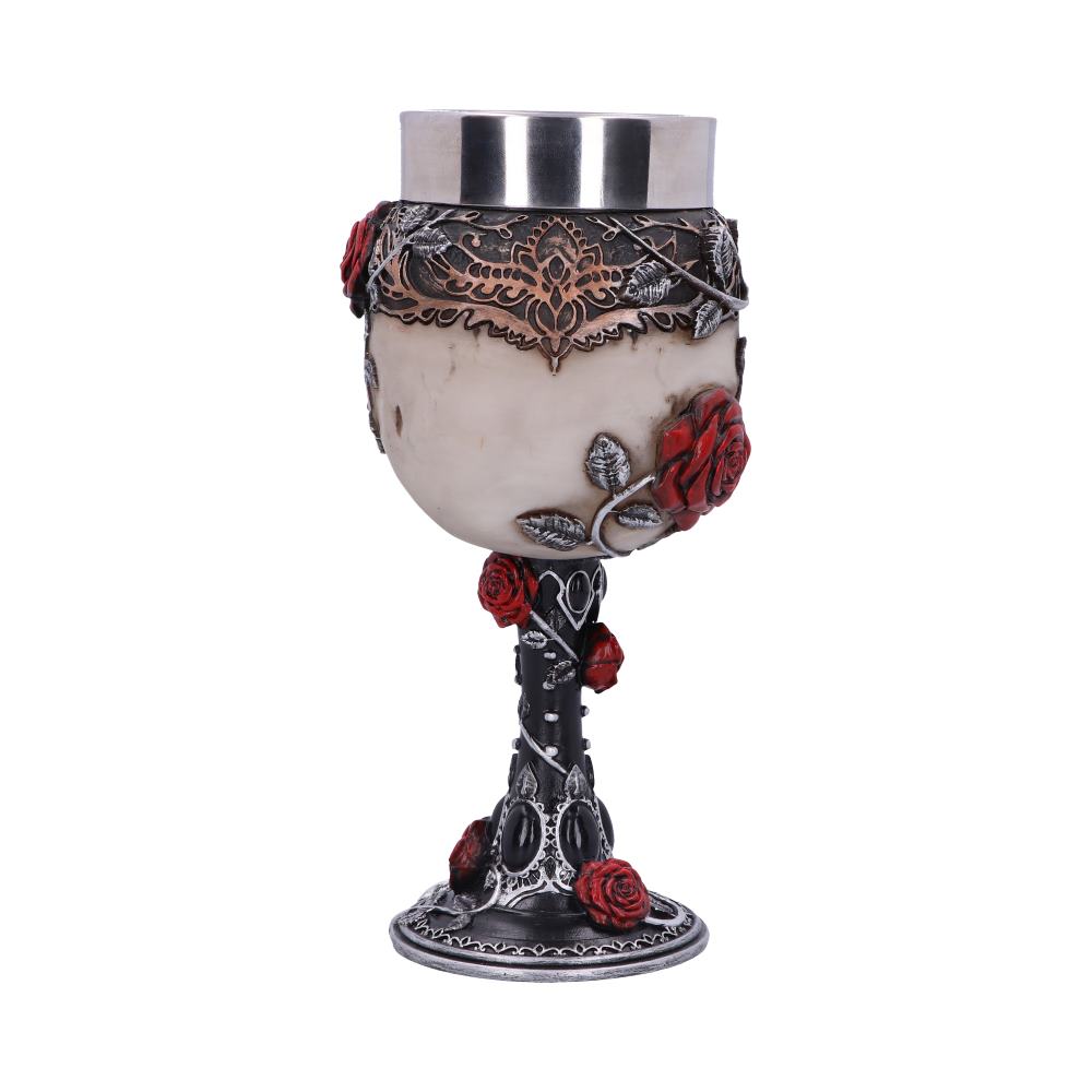 Gothic Roses Goblet Skull Horror Roses Wine Glass 18cm