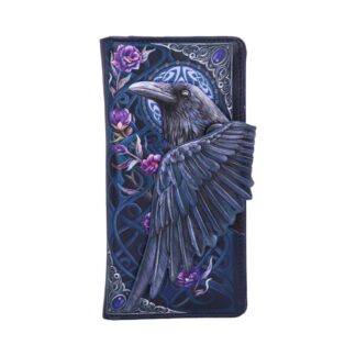 Ravens Flight Black Wing Floral Embossed Purse Wallet 18.5cm