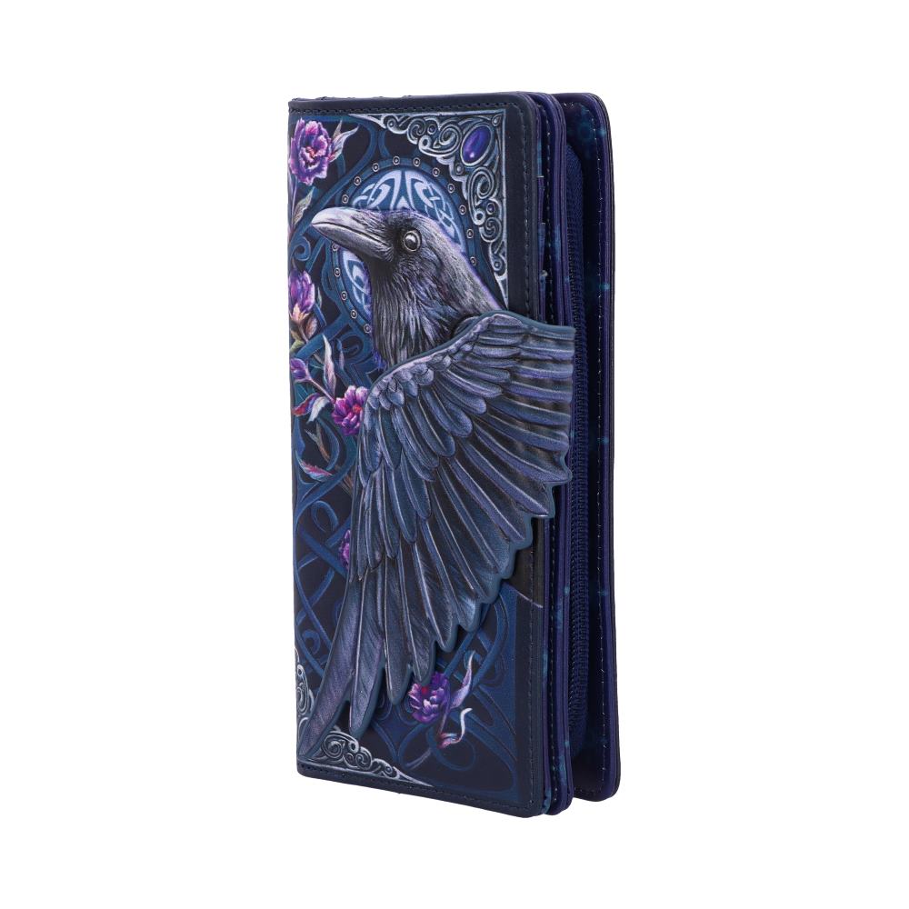 Ravens Flight Black Wing Floral Embossed Purse Wallet 18.5cm
