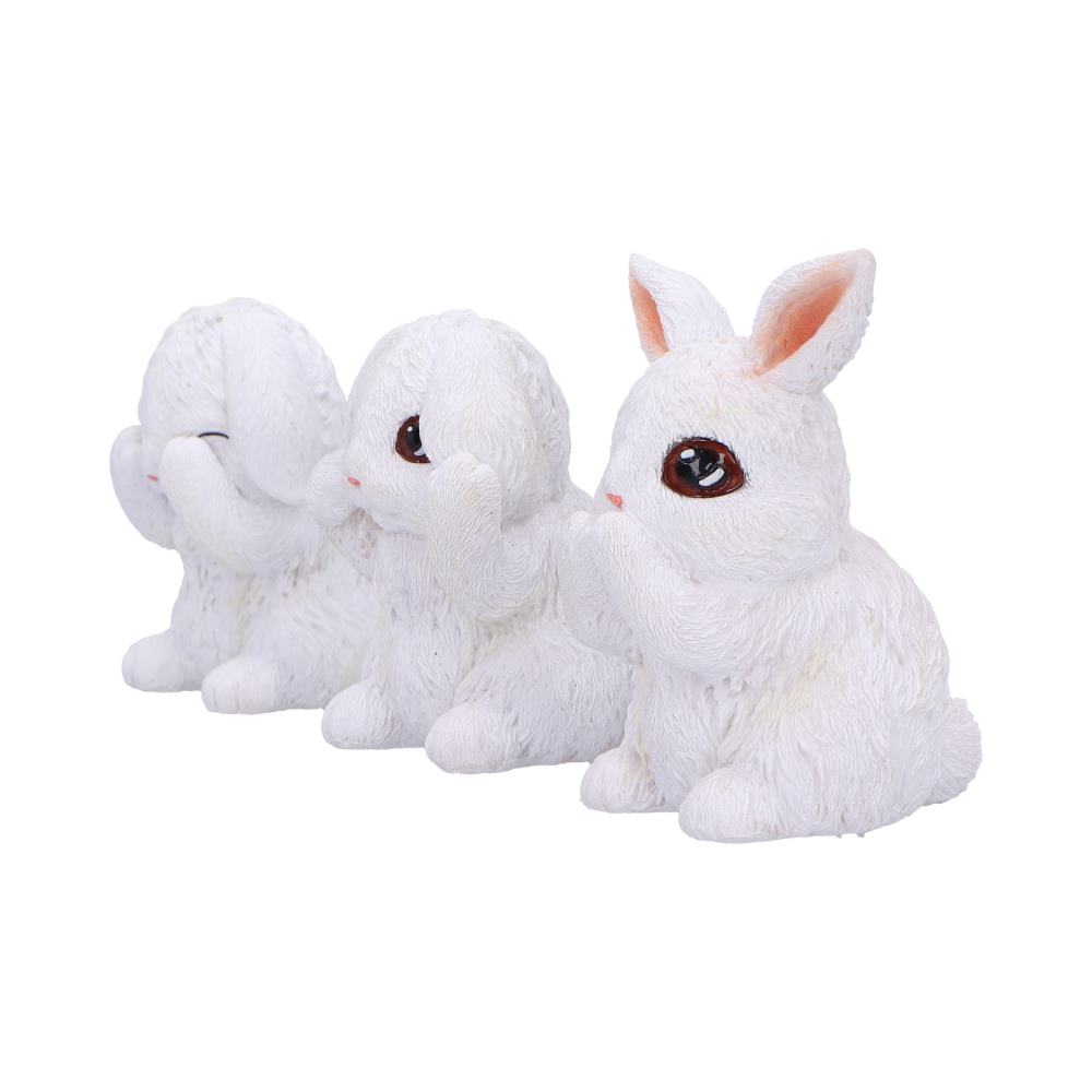 Three Wise White Bunny Figurines 9cm