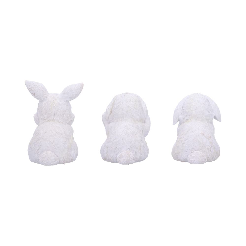 Three Wise White Bunny Figurines 9cm