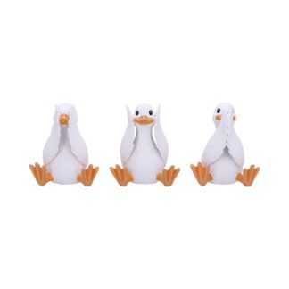 Three Wise Goofy Geese Figurines in See no, Hear no, Speak no evil poses 8.5cm