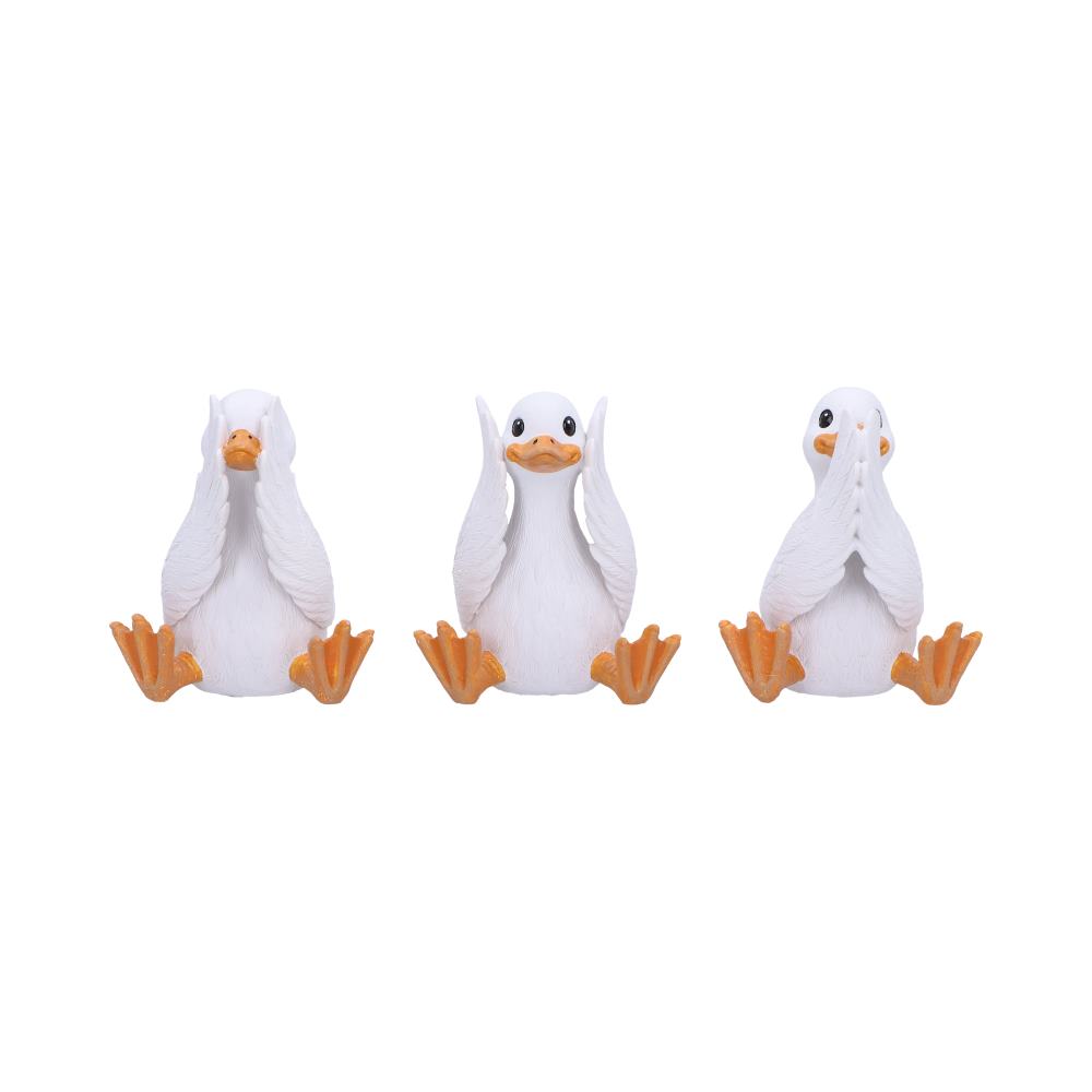 Three Wise Goofy Geese Figurines in See no, Hear no, Speak no evil poses 8.5cm