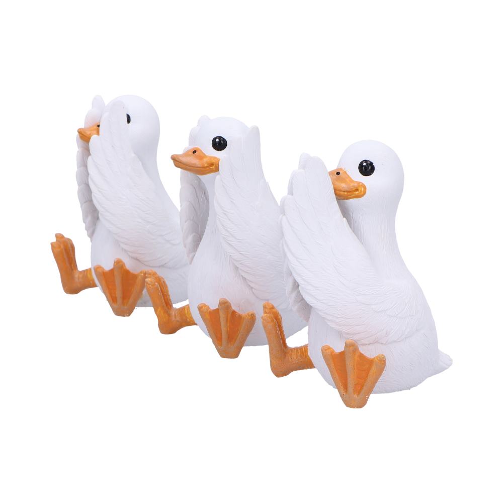 Three Wise Goofy Geese Figurines in See no, Hear no, Speak no evil poses 8.5cm