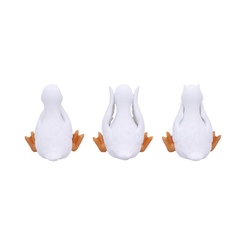 Three Wise Goofy Geese Figurines in See no, Hear no, Speak no evil poses 8.5cm