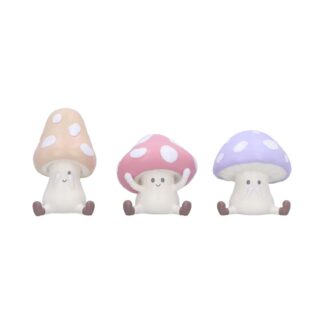 Three Wise Multicoloured Toadstool Figurines in See no, Hear no, Speak no evil poses 8.5cm