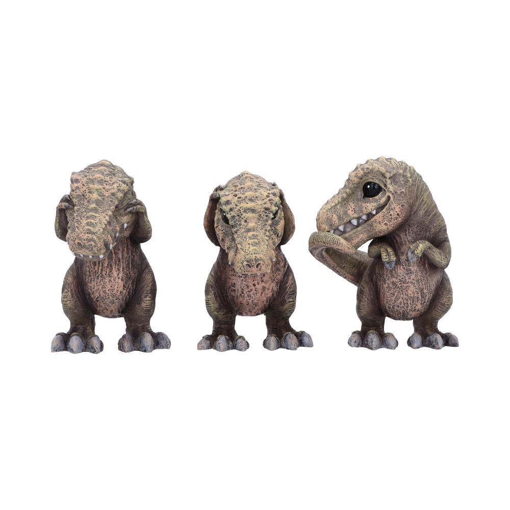 Three Wise See No, Hear No, Speak No, Tyrannosaurus Rex Dinosaur Figurines 9.3cm