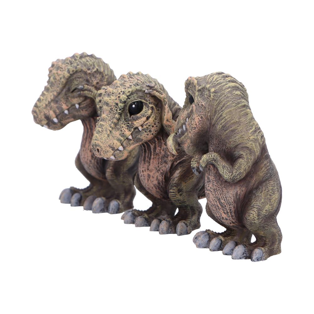 Three Wise See No, Hear No, Speak No, Tyrannosaurus Rex Dinosaur Figurines 9.3cm
