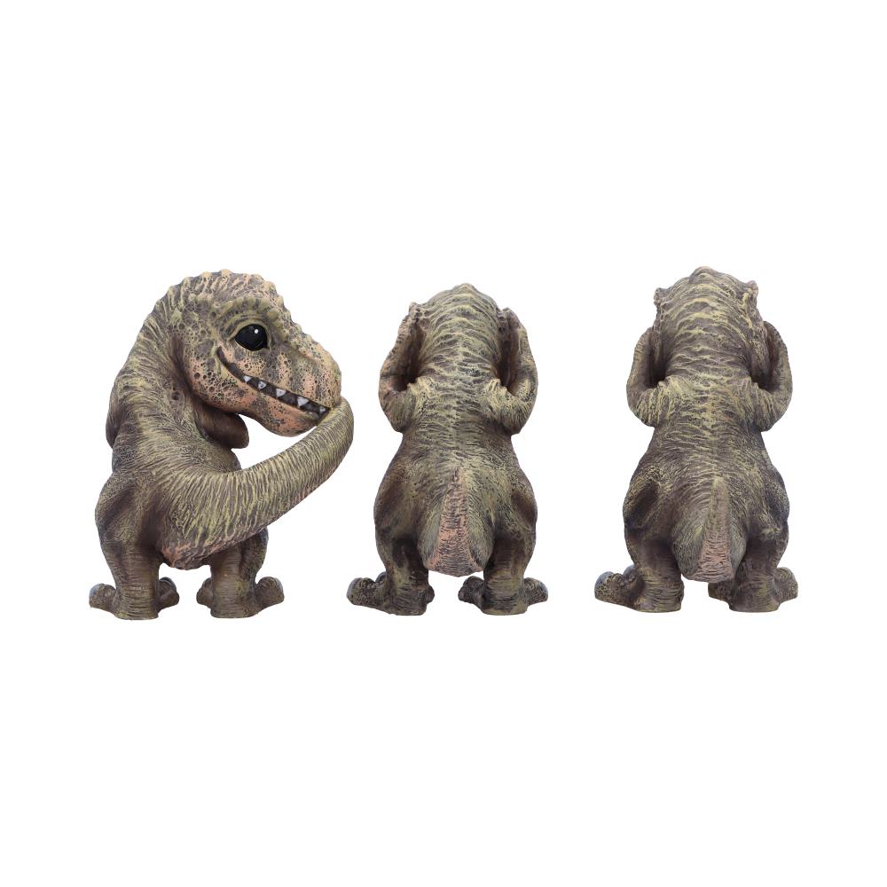 Three Wise See No, Hear No, Speak No, Tyrannosaurus Rex Dinosaur Figurines 9.3cm