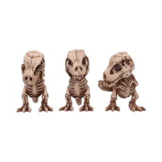 Three Wise Tyrannosaurus Rex Skeleton Figurines 9.3cm