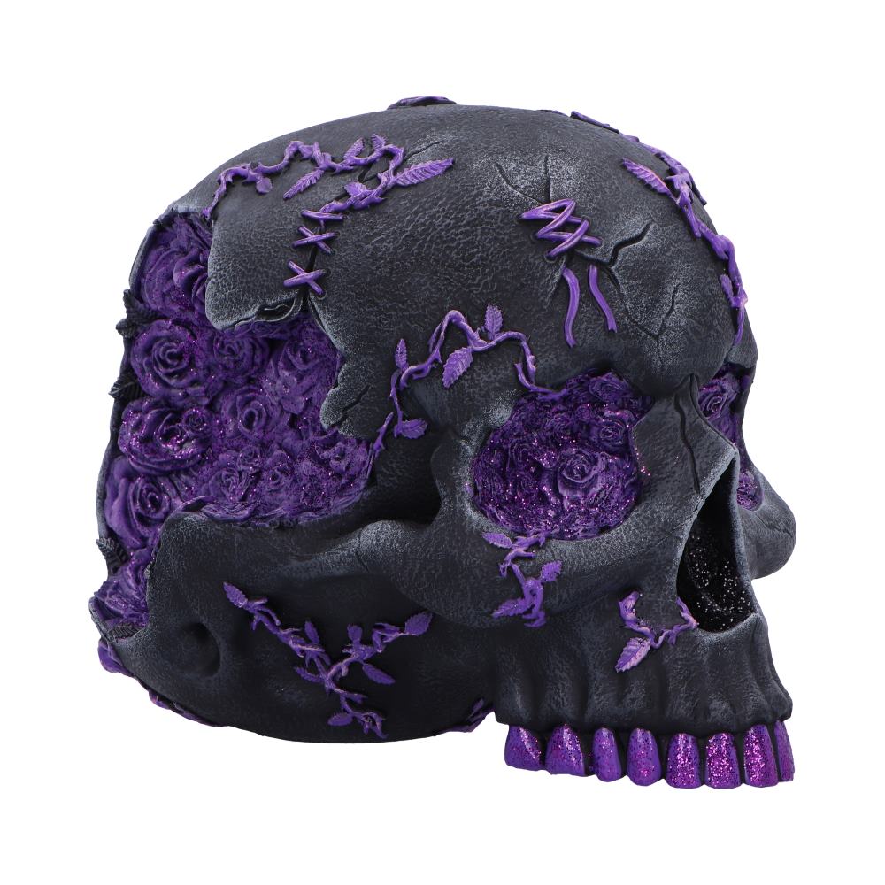 Rose Geode Skull Black and Purple Gothic Skull Figurine 19cm