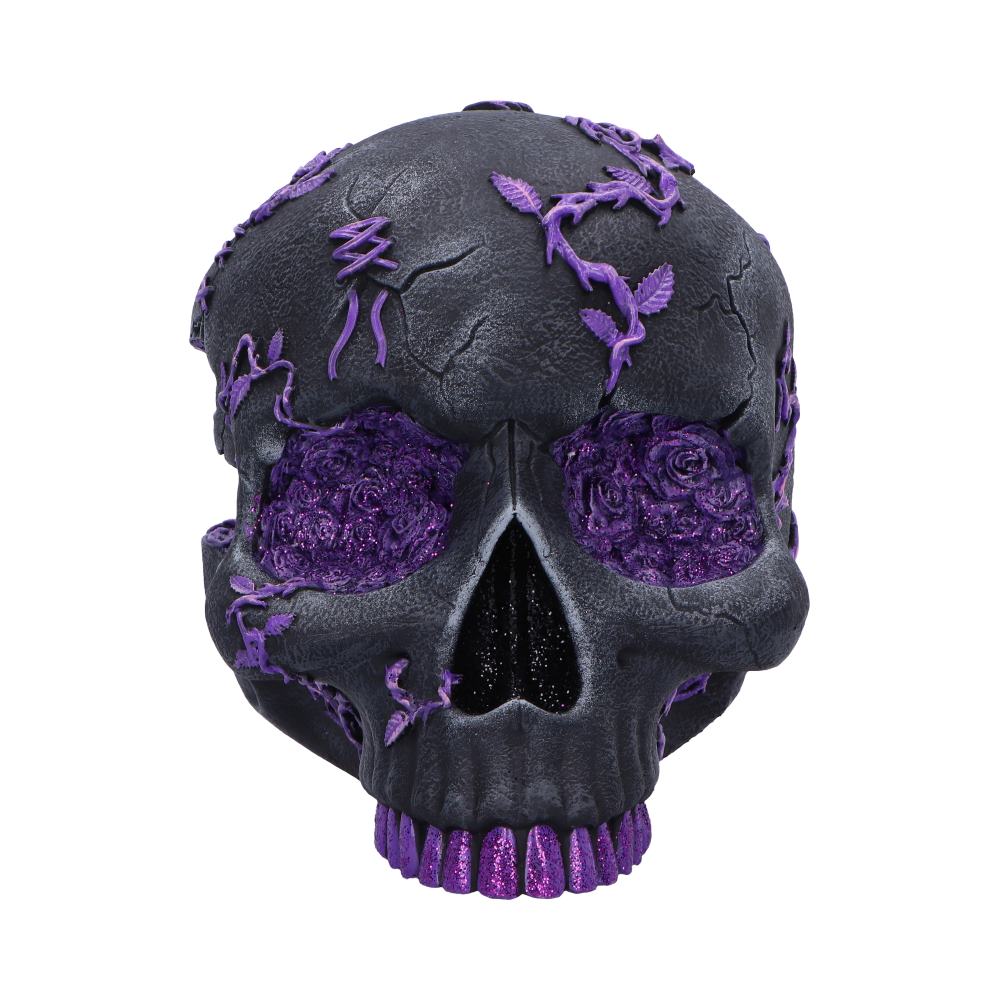 Rose Geode Skull Black and Purple Gothic Skull Figurine 19cm