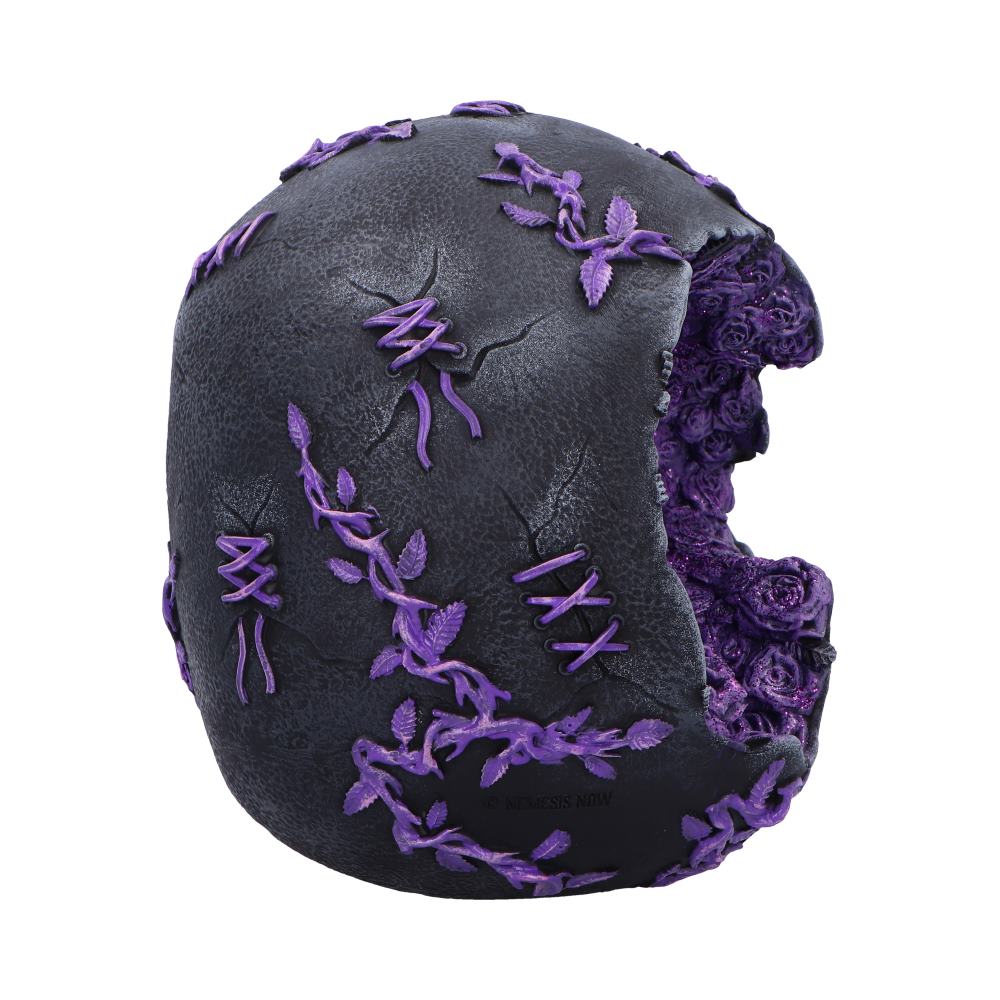 Rose Geode Skull Black and Purple Gothic Skull Figurine 19cm