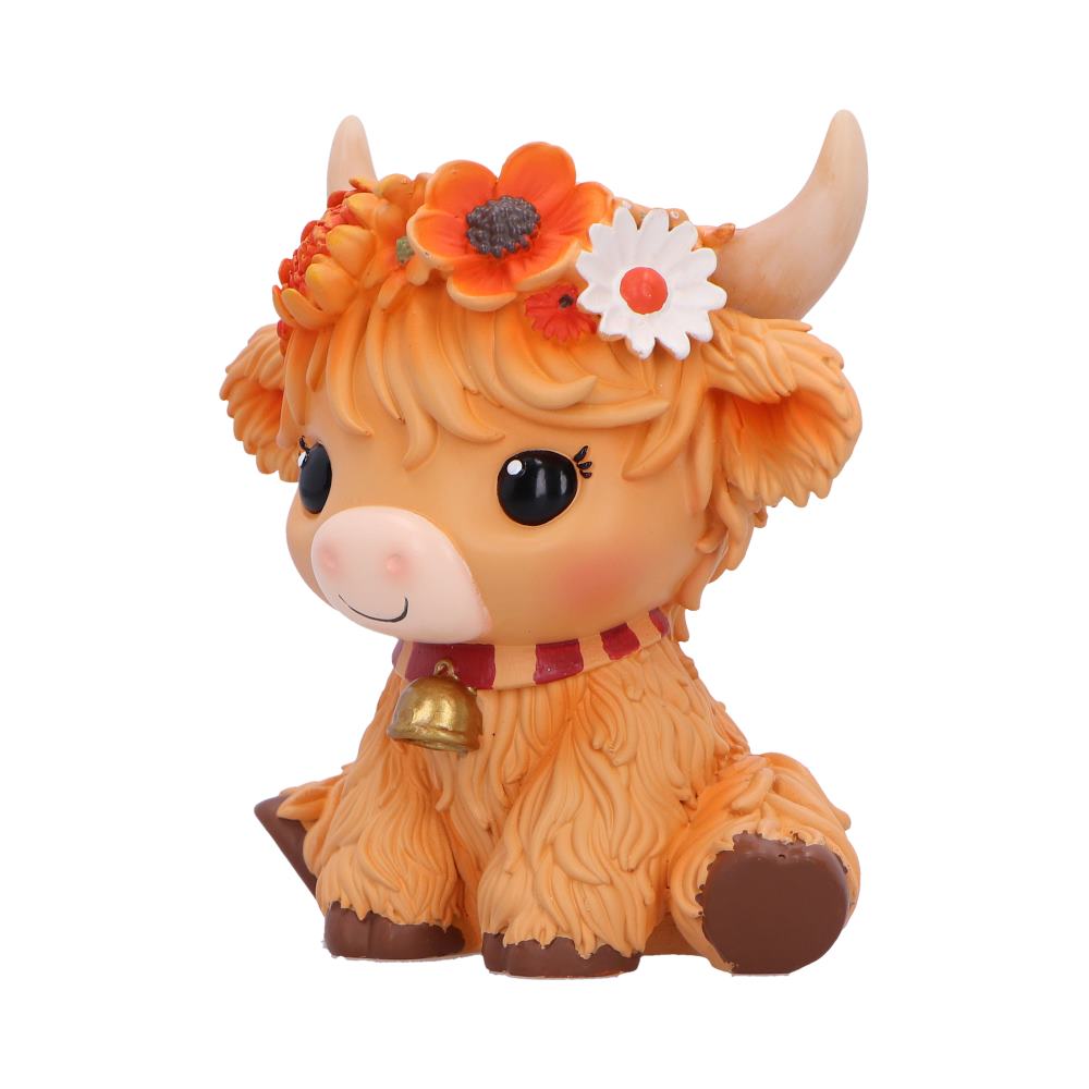 Marigold Orange Flower Cow Figurine 10.8cm