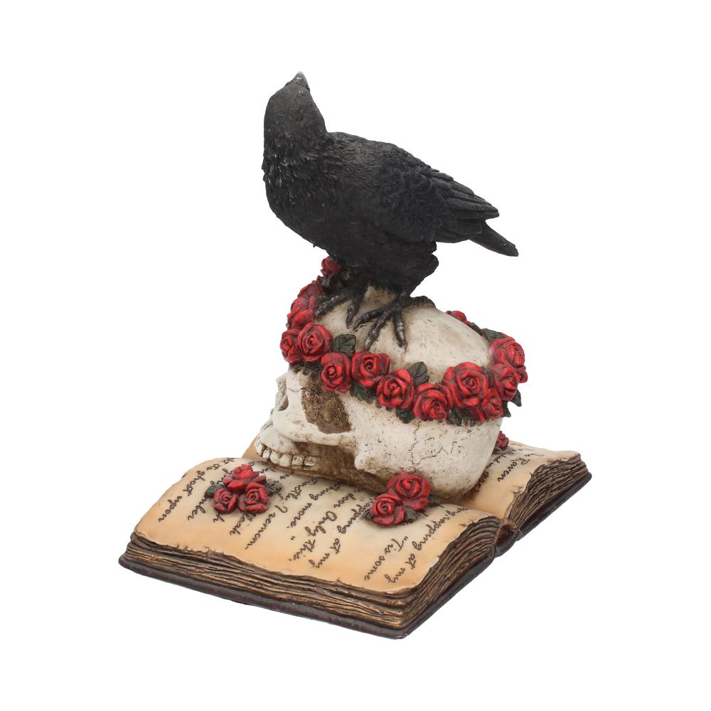 Heartaches Reflection Raven Figurine Skull Rose Valentine Ornament 17cm