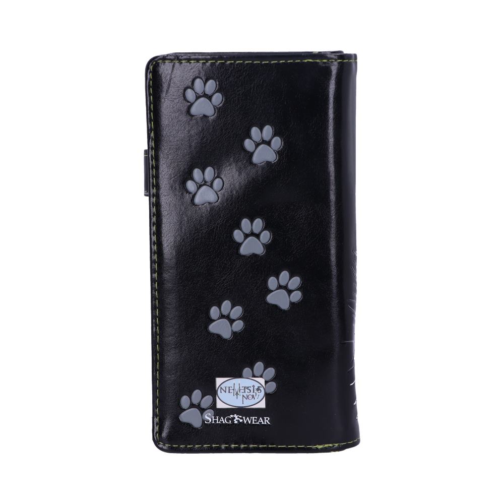 Black Lucky Cat Purse Embossed Eye Tail Wallet 18.5cm