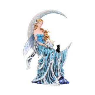 Nene Thomas Wind Moon Blue Crescent Moon Fairy and Cat Companion Figurine 28.5cm