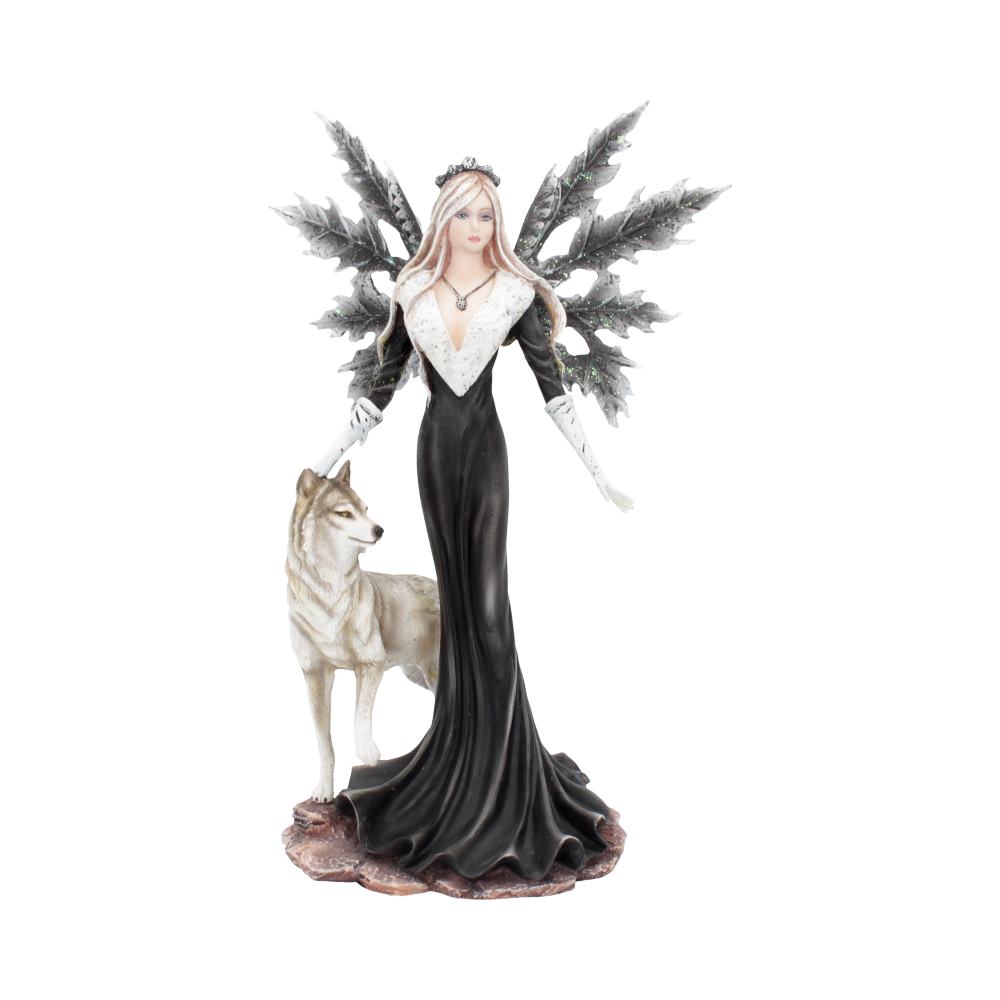 Dark Aura Fairy With Her Grey Wolf Companion 24cm