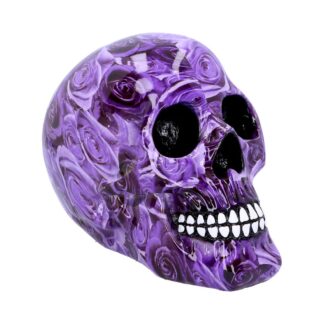 Purple Rose Romance Skull Ornament 18cm