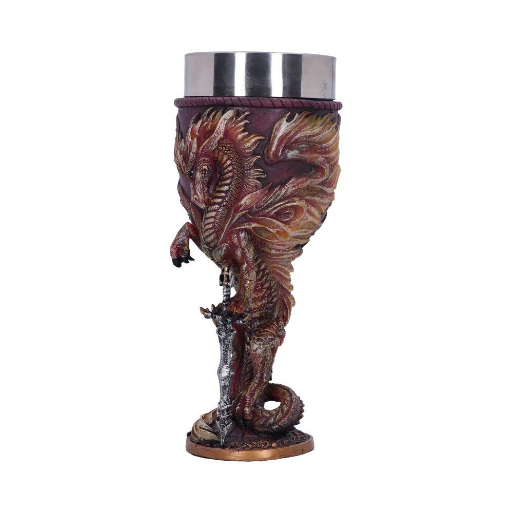 Ruth Thompson Flame Blade Red Fire Dragon Goblet Glass 17.8cm