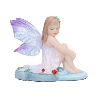Jenna - Serene fairy with purple lilies and ladybugs 6cm