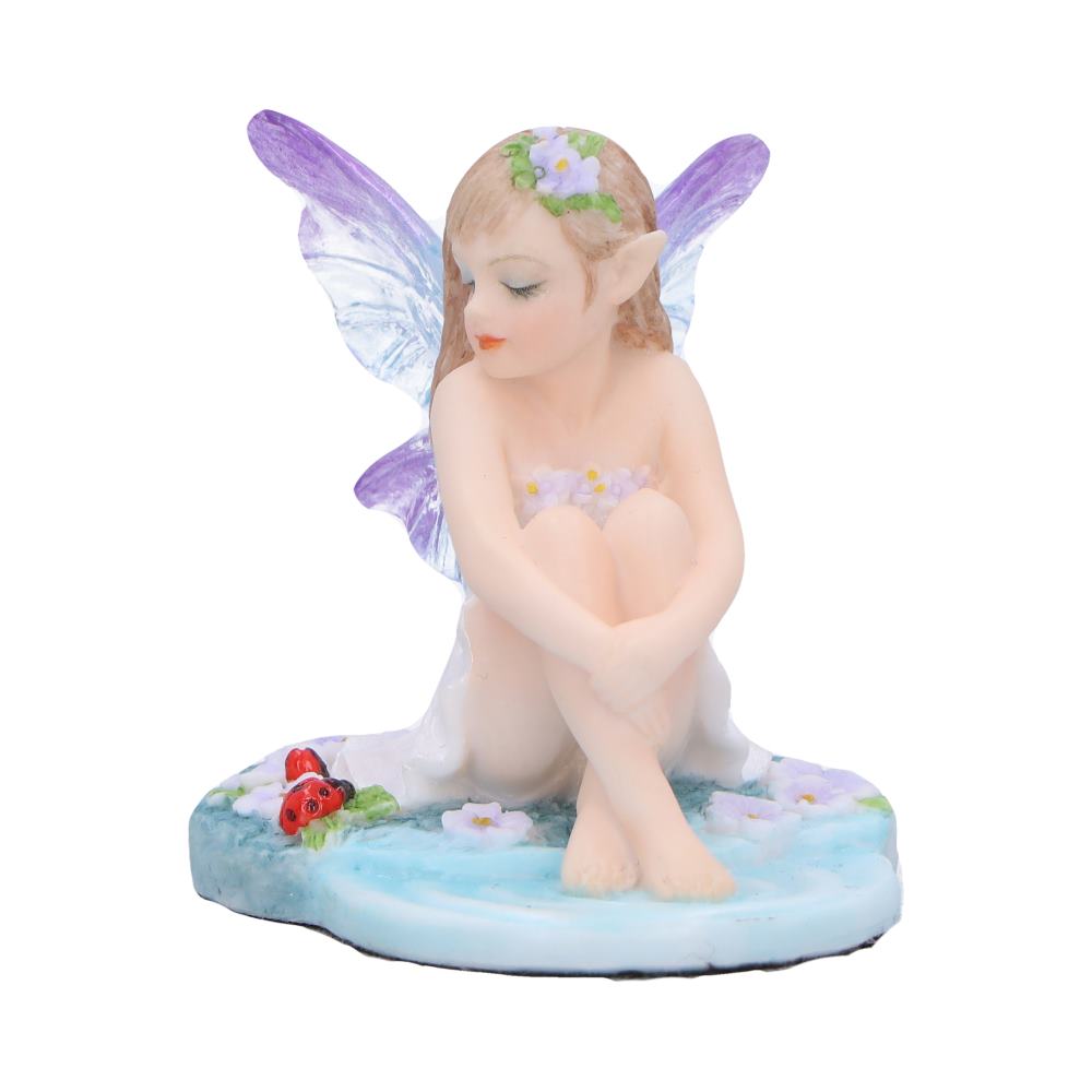 Jenna - Serene fairy with purple lilies and ladybugs 6cm