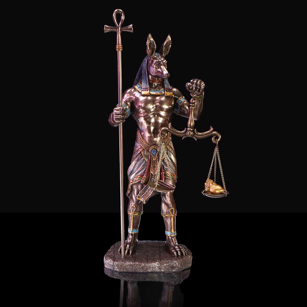Bronzed Anubis Figurine Guardian of the Tombs, Symbol of Justice 26.5cm