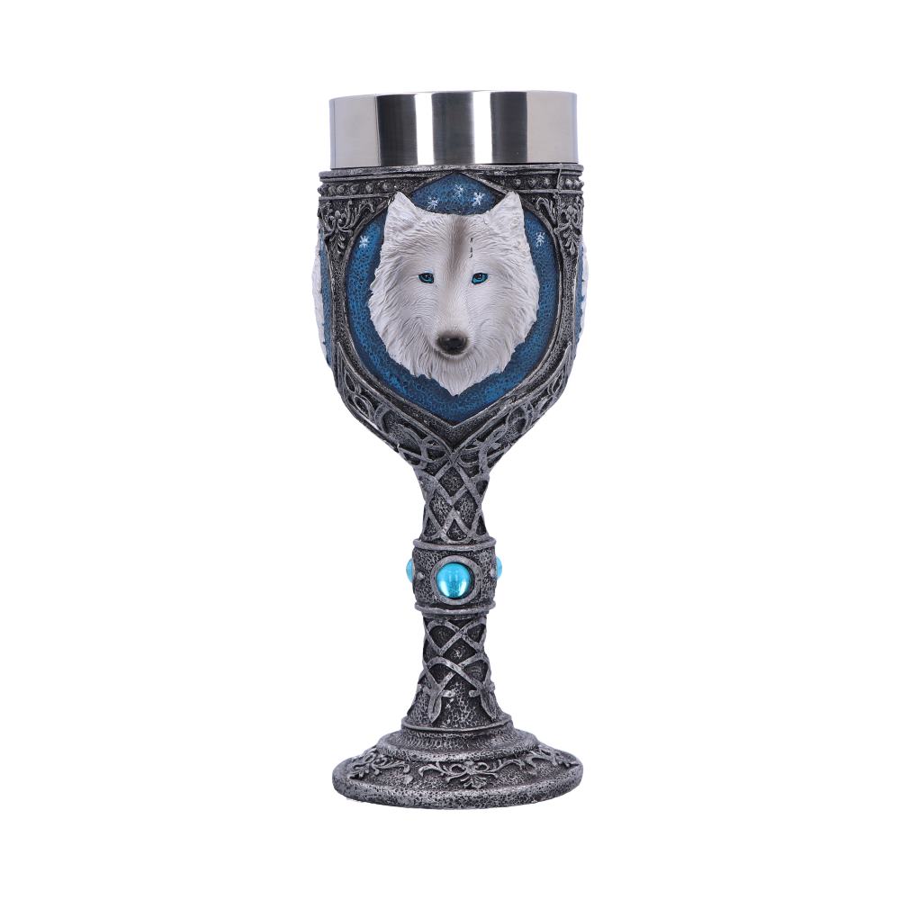 White Winter Ghost Wolf Wine Glass Goblet 19.5cm