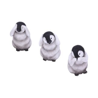 See No, Hear No, Speak No Evil Emperor Penguin Chick Figurines 8.7cm