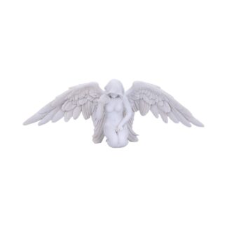 White Angels Offering Kneeling Caped Angel Figurine 38cm