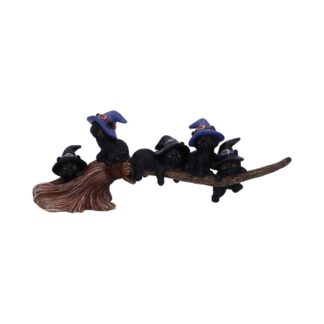 Purrfect Broomstick Witches Familiar Black Cats and Broomstick Figurine 27.5cm