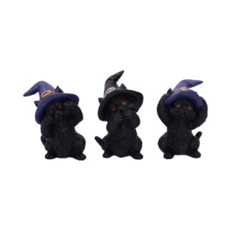 Three Wise Familiars See No Hear No Speak No Evil Black Cats Figurine 9.2cm