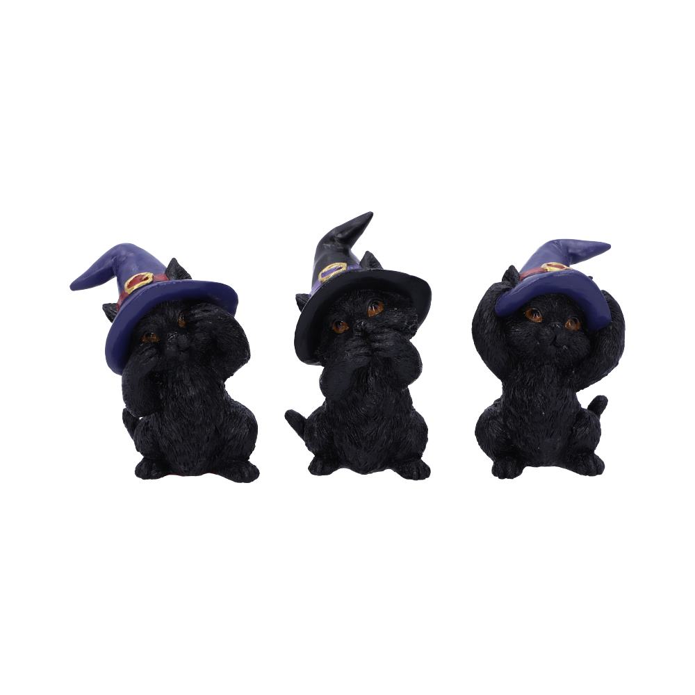 Three Wise Familiars See No Hear No Speak No Evil Black Cats Figurine 9.2cm