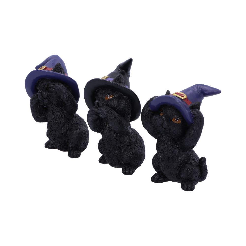 Three Wise Familiars See No Hear No Speak No Evil Black Cats Figurine 9.2cm