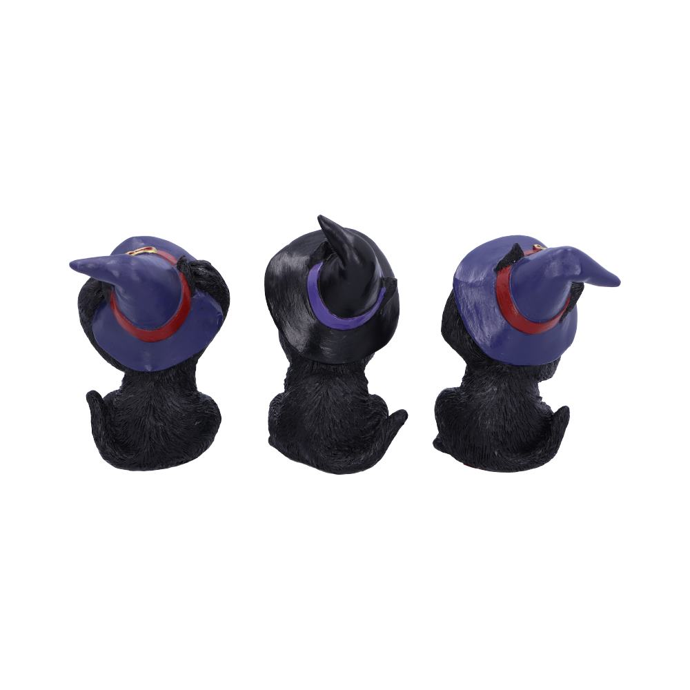 Three Wise Familiars See No Hear No Speak No Evil Black Cats Figurine 9.2cm