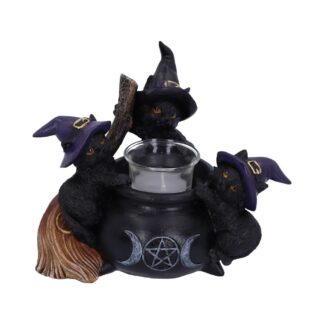 Familiar Cauldron Black Cat Candle Holder 12.5cm