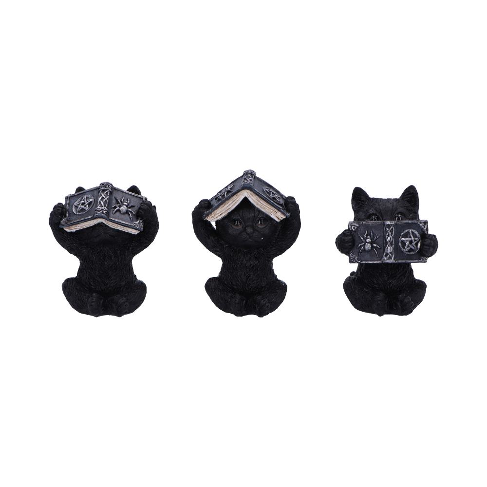 Three Wise Witchy Black Spell Cats 8.5cm