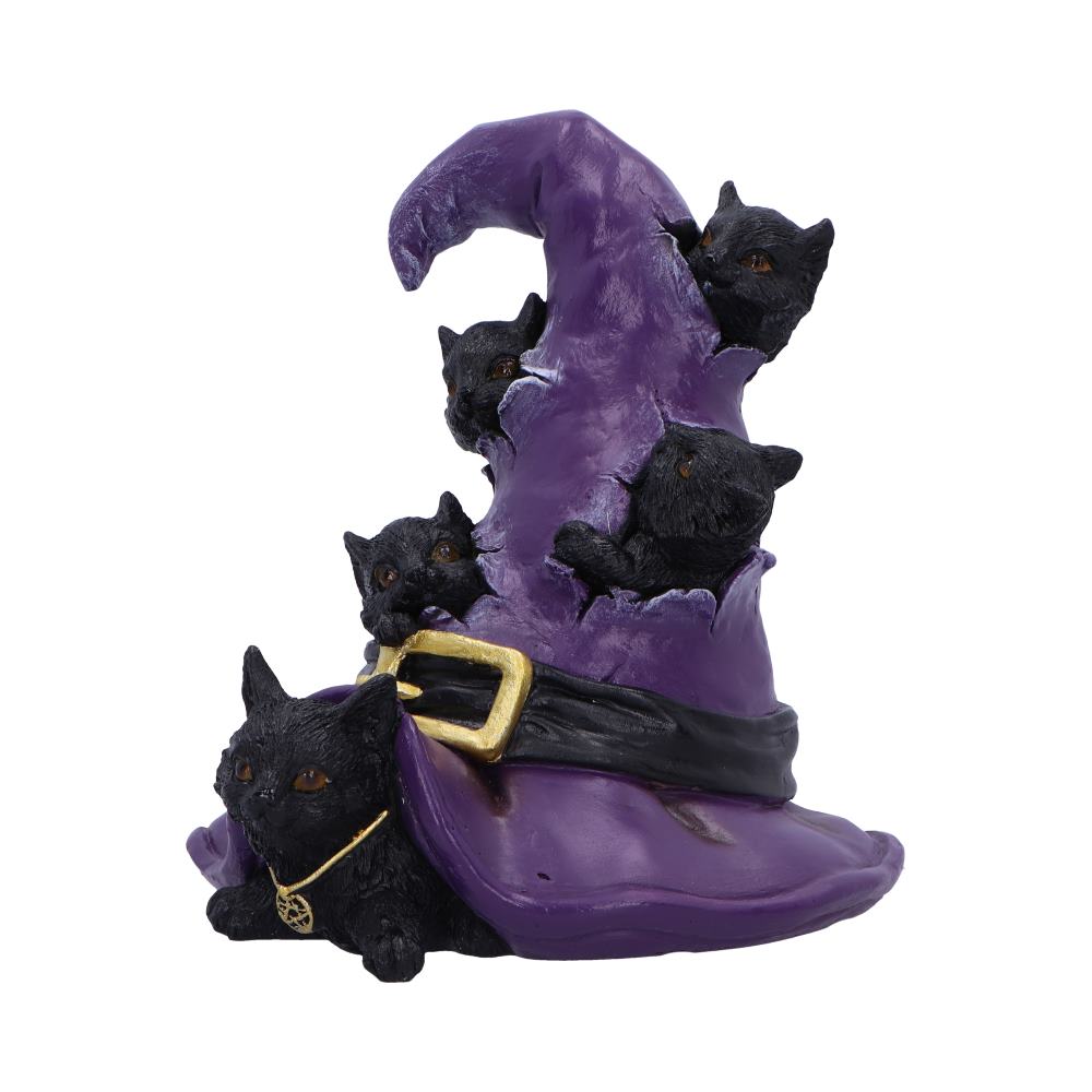 Magical Mischief Witch Hat and Black Cats Figurine 14cm