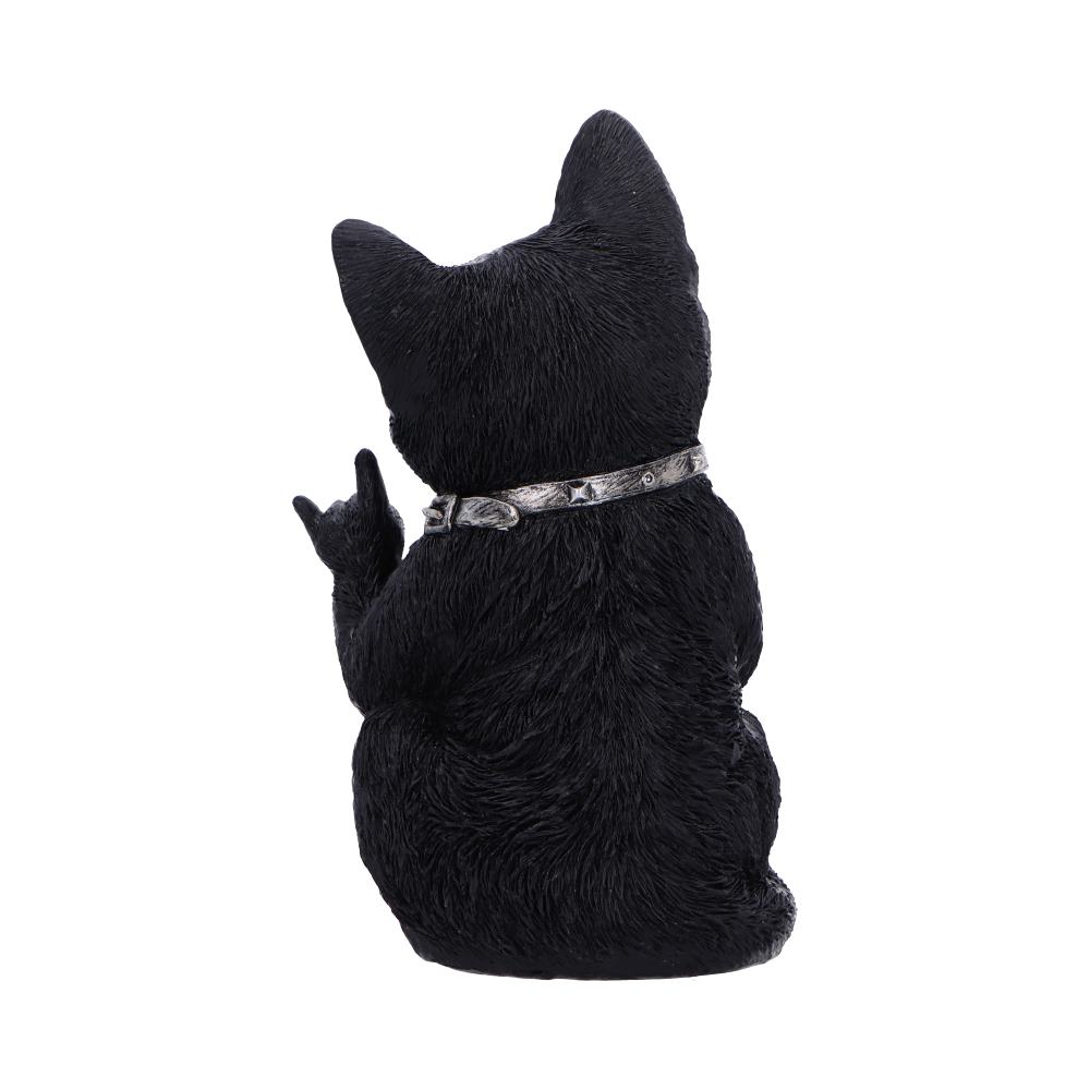 Metallicat Black Cat Throwing Rock Hand Sign 16.5cm