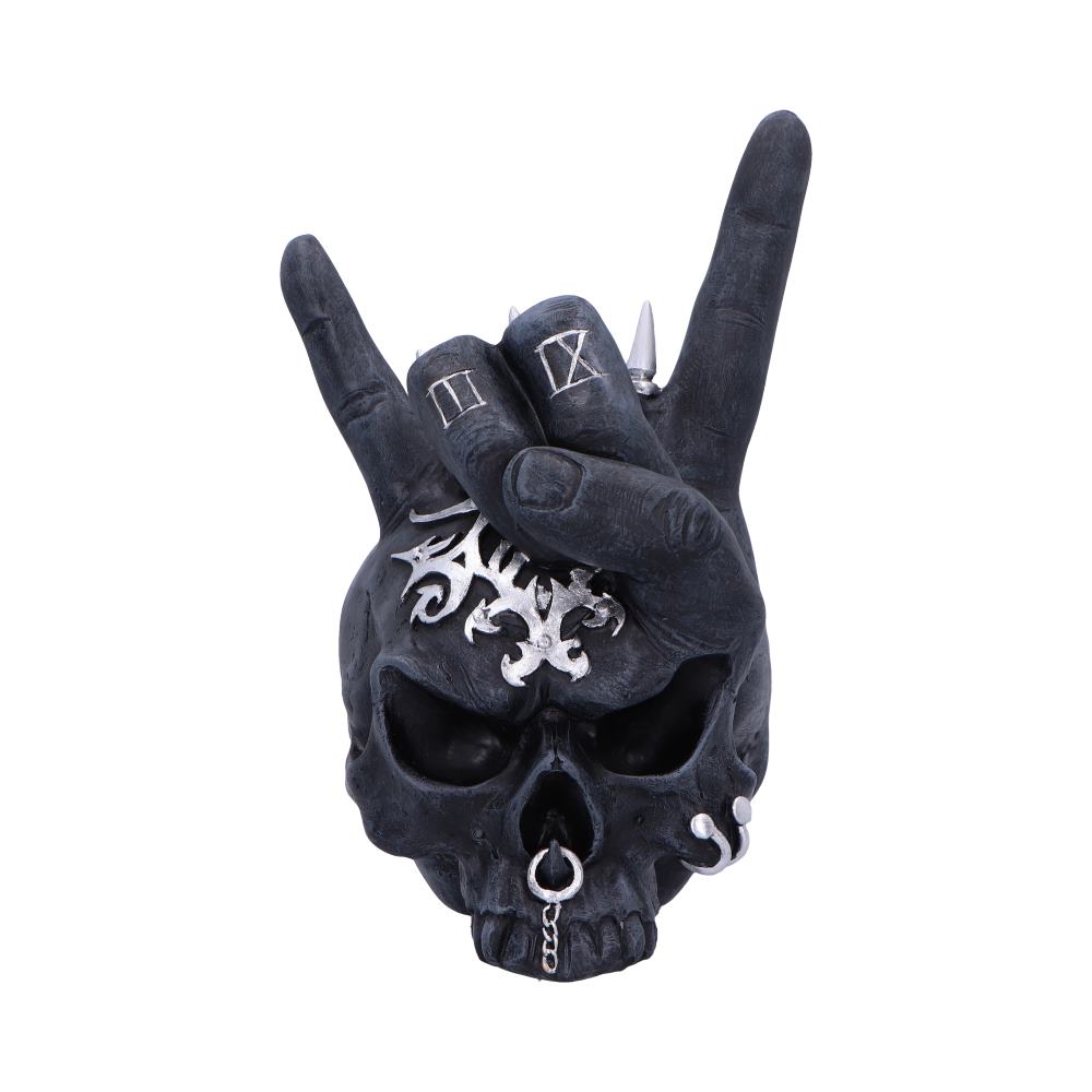 Horns Up Rocking Skull Ornament 17.5cm