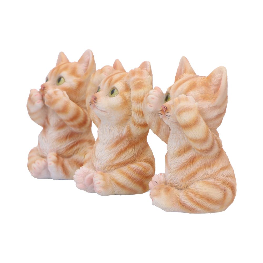 Three Wise Ginger Cats Figurines (Set of 3) See No, Hear No , Speak No Cats 8.5cm